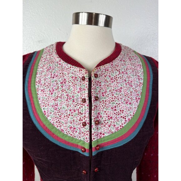 Moth Anthropologie Wool Blend Floral Yoke Cardigan Size Medium - Picture 11 of 16